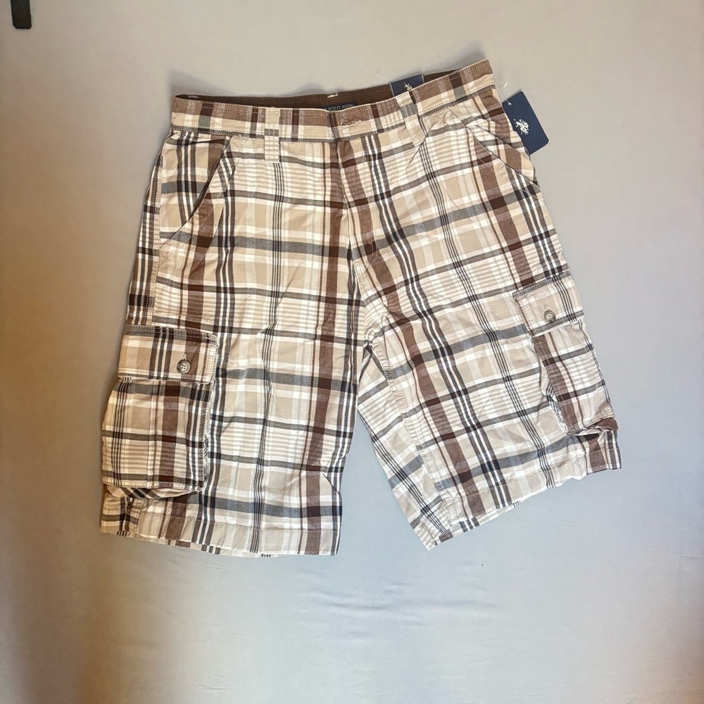 US Polo Assn Men's Plaid Cargo Shorts NWT size 36